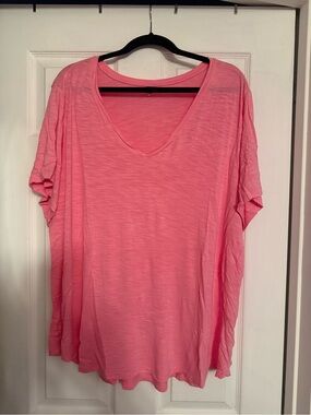 Old Navy Pink Relaxed V-Neck Short Sleeve Tee